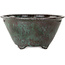 Round green and red bonsai pot by Shuhou - 298 x 298 x 145 mm