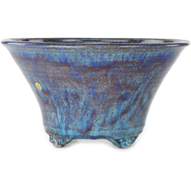 Ronde blauw-rode bonsaipot van Shuhou - 303 x 303 x 167 mm