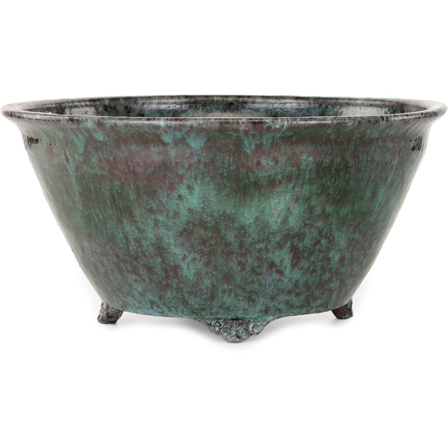 Pot à bonsaï rond vert et rouge de Shuhou - 298 x 298 x 145 mm