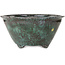 Round green and red bonsai pot by Shuhou - 298 x 298 x 145 mm