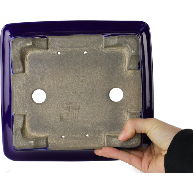 Rectangular blue bonsai pot by Mazan - 223 x 206 x 85 mm