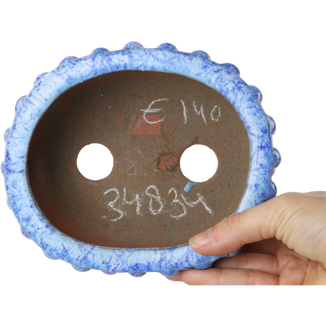 Ovaler blauer Bonsai-Topf von Shuhou – 160 x 133 x 55 mm
