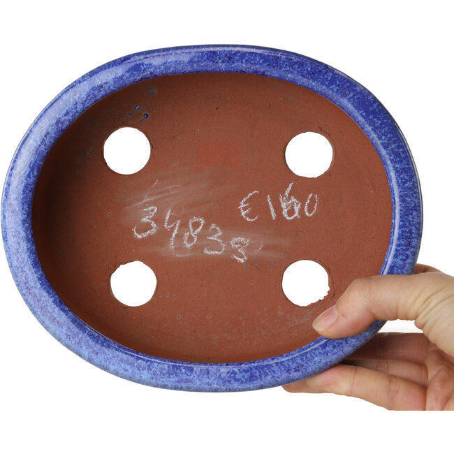 Oval purple bonsai pot by Shuhou - 190 x 157 x 58 mm
