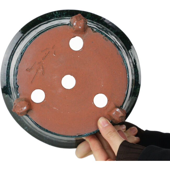 Pot rond vert pour bonsaï de Shuhou - 228 x 228 x 155 mm