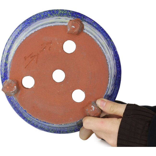 Runder blauer und gelber Bonsai-Topf von Shuhou – 223 x 223 x 158 mm