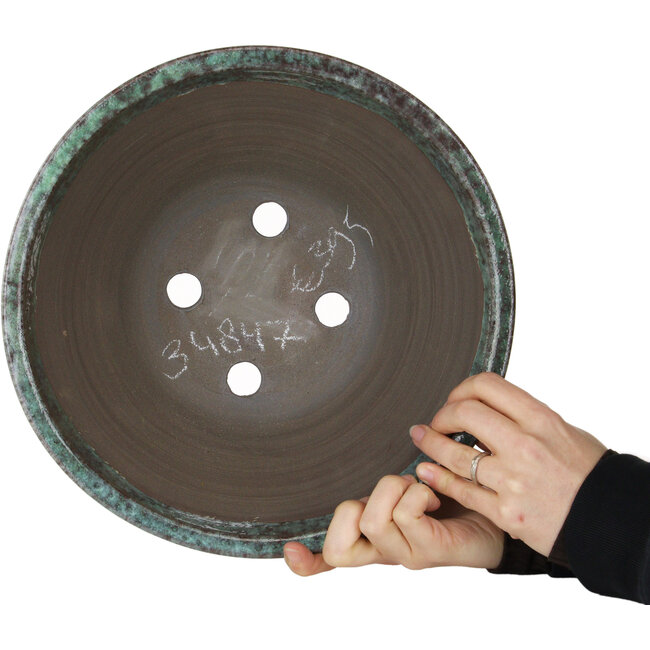 Pot à bonsaï rond vert et rouge de Shuhou - 298 x 298 x 145 mm