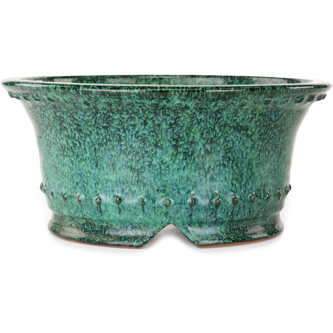 Vaso bonsai rotondo verde di Shuhou - 312 x 312 x 140 mm