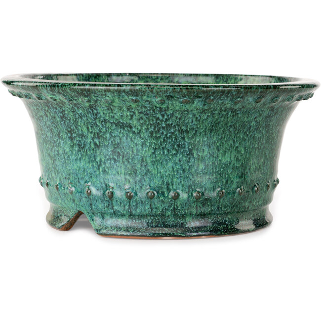 Vaso bonsai rotondo verde di Shuhou - 312 x 312 x 140 mm