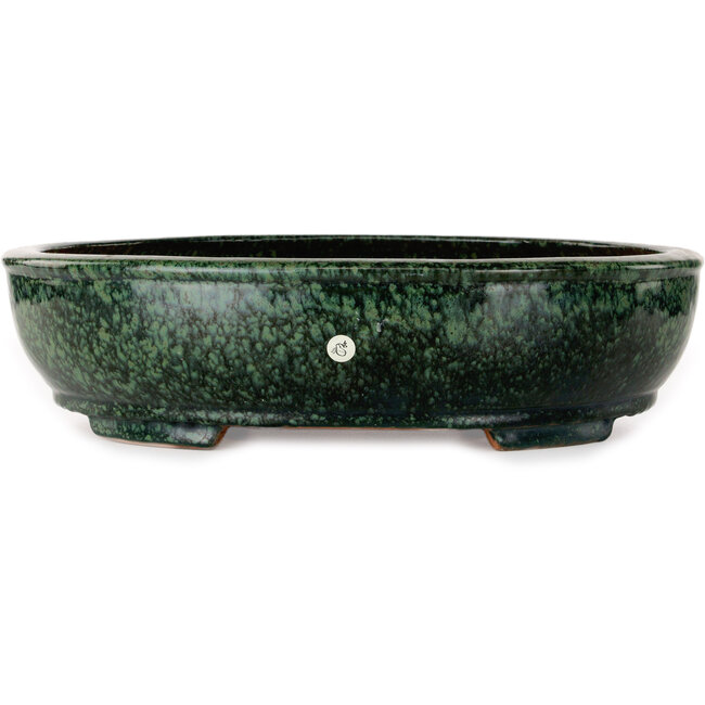 Oval green bonsai pot by Shuhou - 390 x 315 x 98 mm