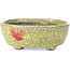 Vaso bonsai ovale giallo craquelé di Bunzan - 113 x 97 x 40 mm