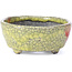 Maceta ovalada para bonsái craquelé amarillo de Bunzan - 113 x 97 x 40 mm