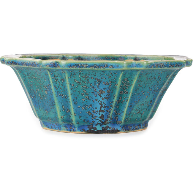 Pot à bonsaï bleu lotus par Aiba Koyou - 205 x 205 x 75 mm