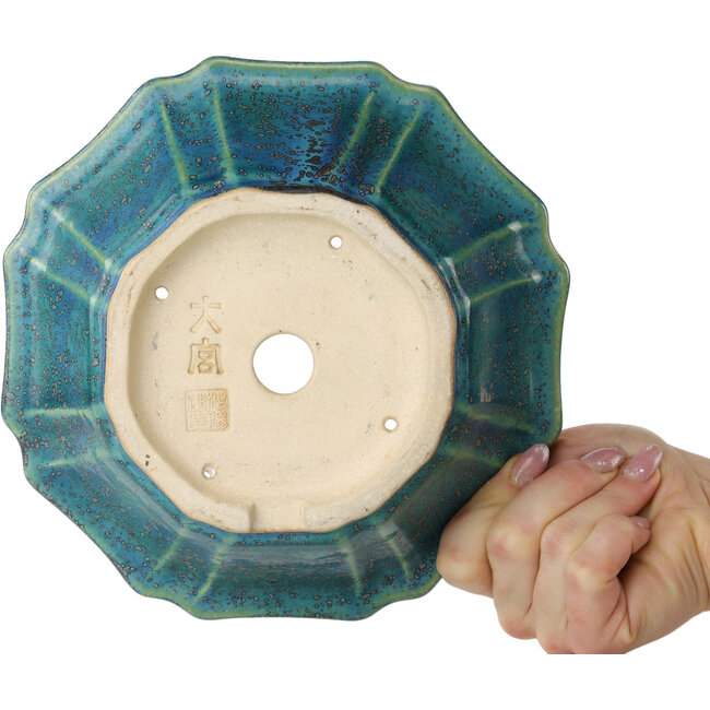 Pot à bonsaï bleu lotus par Aiba Koyou - 205 x 205 x 75 mm