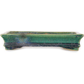 Koyou Vaso bonsai verde rettangolare da 173 mm di Aiba Koyou, Tokoname, Giappone