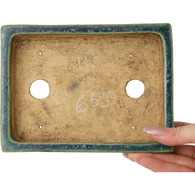 Maceta rectangular verde para bonsái de Aiba Koyou - 173 x 128 x 35 mm