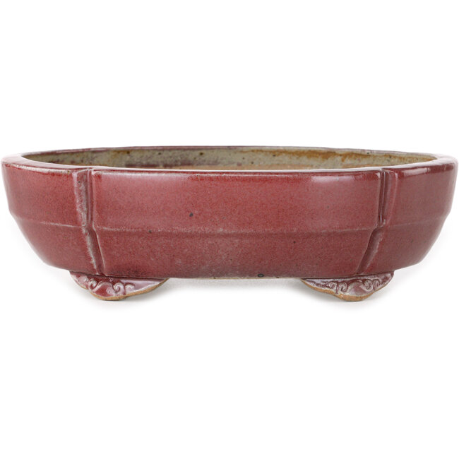 Mokko red bonsai pot by Juko Koyou - 200 x 170 x 55 mm