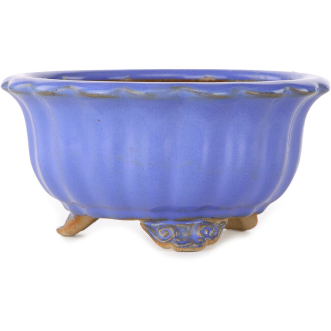 Lotus-shaped blue bonsai pot by Bigei - 128 x 128 x 65 mm