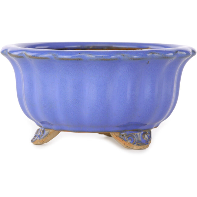 Lotus-shaped blue bonsai pot by Bigei - 128 x 128 x 65 mm