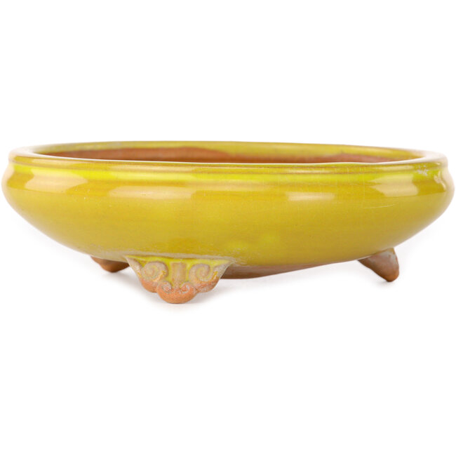 Ronde gele bonsaipot van Bigei - 130 x 130 x 38 mm