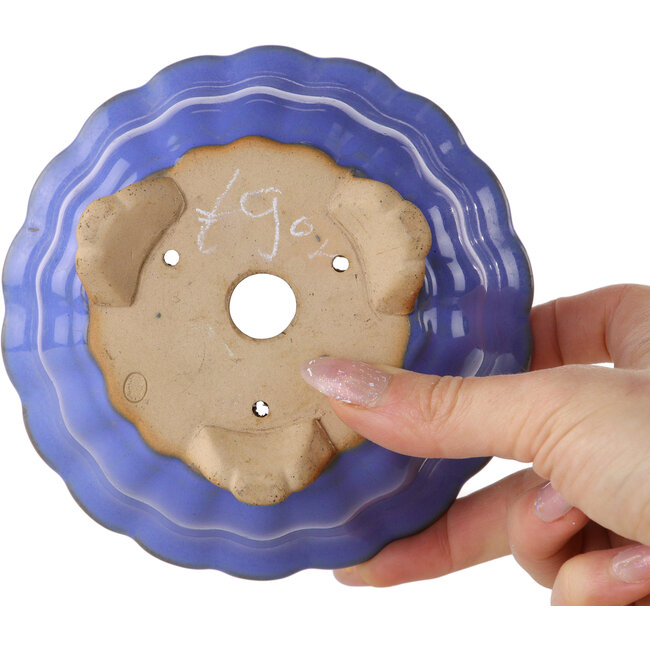 Maceta de bonsái azul con forma de loto de Bigei - 128 x 128 x 65 mm