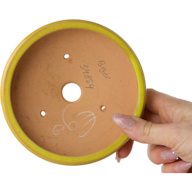 Round yellow bonsai pot by Bigei - 130 x 130 x 38 mm