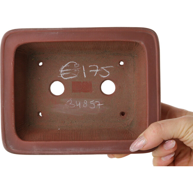 Rectangular unglazed bonsai pot by Bigei - 165 x 130 x 55 mm