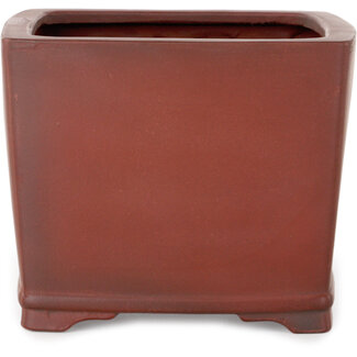 Bigei - Hirata Atsumi 120 mm square unglazed bonsai pot by Bigei, Tokoname, Japan