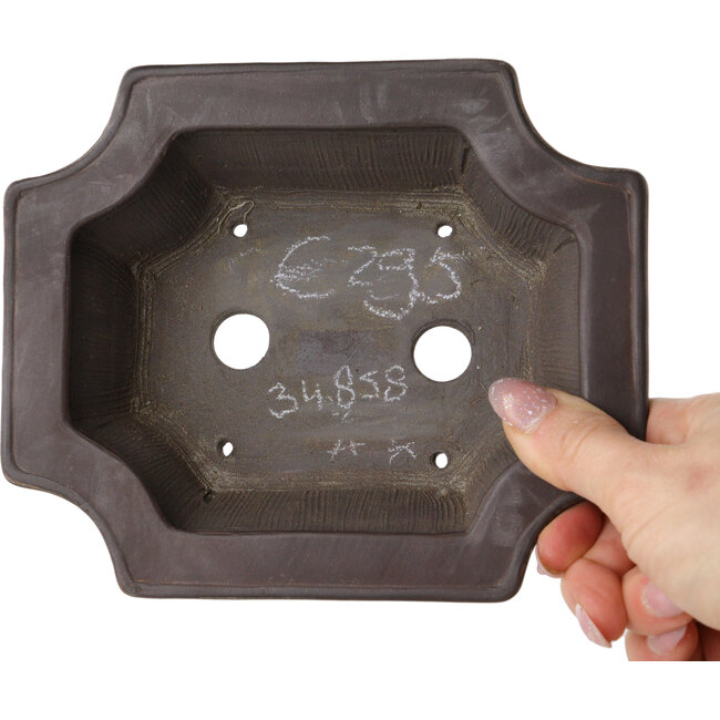 Unglasierte Bonsaischale „Mokko“ von Bigei – 160 x 135 x 50 mm