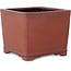 Square unglazed bonsai pot by Bigei - 120 x 120 x 98 mm