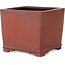 Square unglazed bonsai pot by Bigei - 120 x 120 x 98 mm