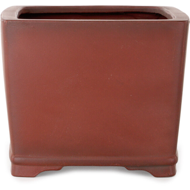 Square unglazed bonsai pot by Bigei - 120 x 120 x 98 mm