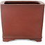 Square unglazed bonsai pot by Bigei - 120 x 120 x 98 mm