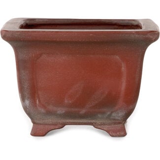 Bigei - Hirata Atsumi Pot à bonsaï carré non émaillé de 98 mm, de Bigei, Tokoname, Japon