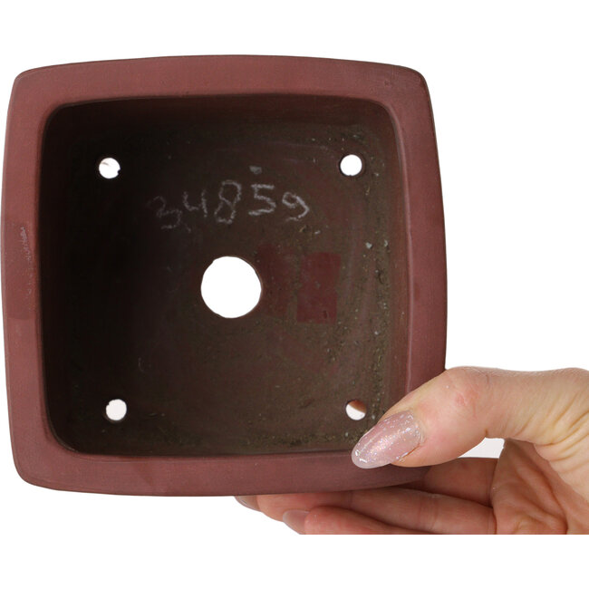 Maceta cuadrada sin esmaltar para bonsái de Bigei - 120 x 120 x 98 mm