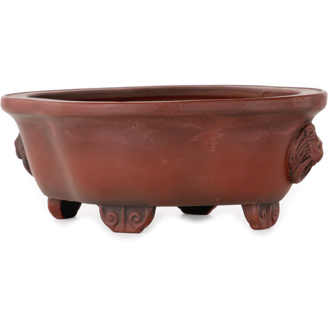 Mokko ongeglazuurde bonsaipot van Bigei - 137 x 113 x 55 mm