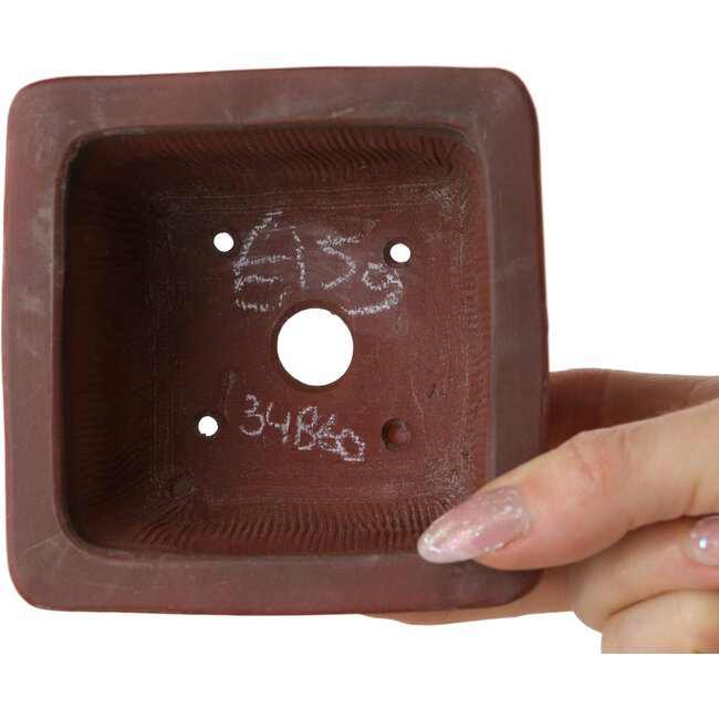 Maceta cuadrada sin esmaltar para bonsái de Bigei - 98 x 98 x 70 mm