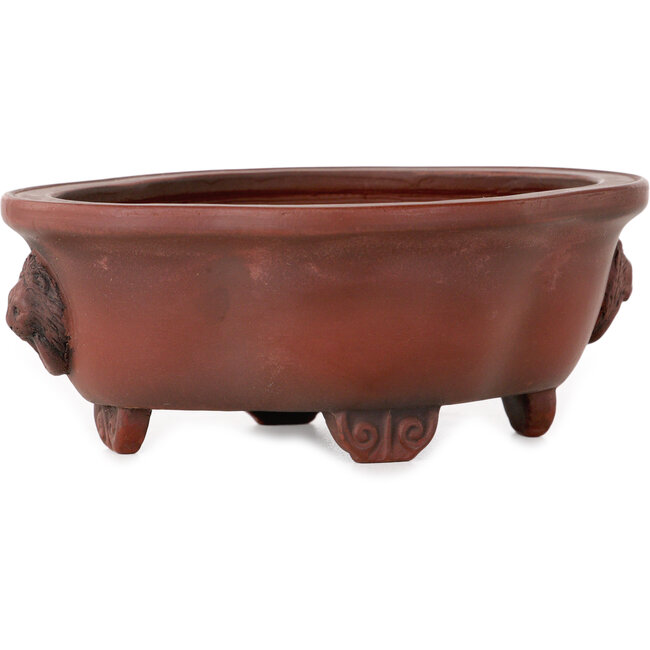 Mokko ongeglazuurde bonsaipot van Bigei - 137 x 113 x 55 mm