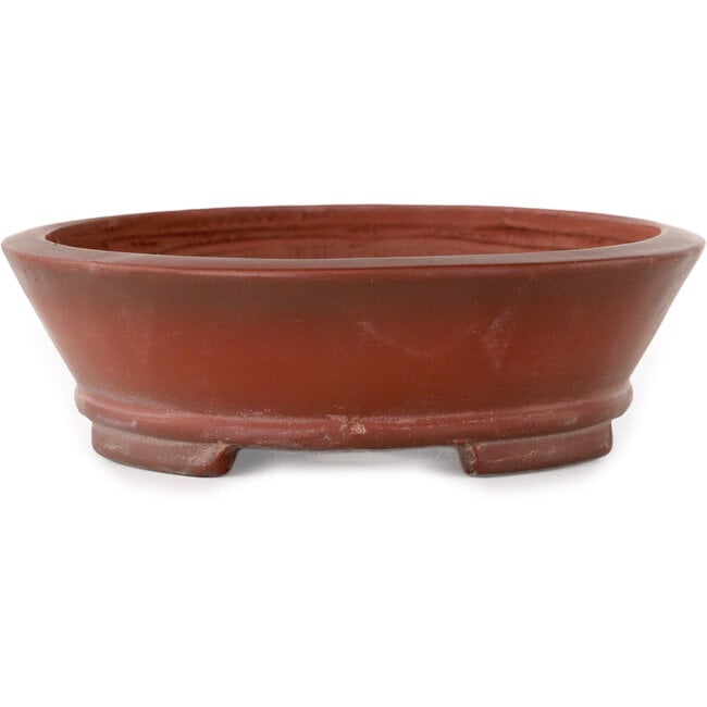 Oval unglazed bonsai pot by Bigei - 158 x 123 x 38 mm