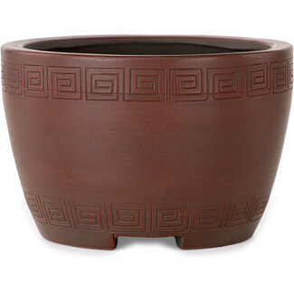 Bigei - Hirata Atsumi 90 mm round unglazed bonsai pot by Bigei, Tokoname, Japan