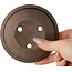 Ronde, ongeglazuurde bonsaipot van Bigei - 110 x 110 x 35 mm