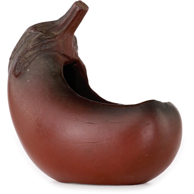 Oval unglazed bonsai pot by Bigei - 75 x 50 x 77 mm