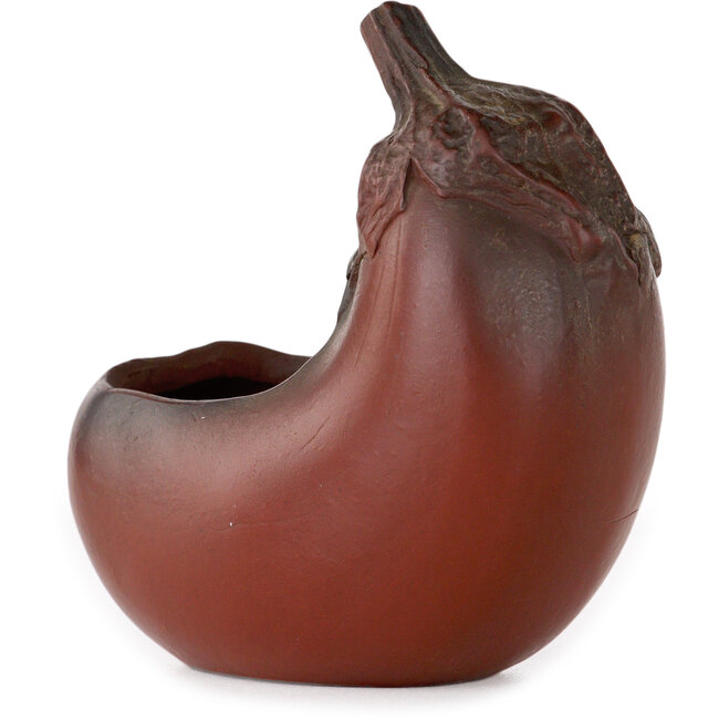 Oval unglazed bonsai pot by Bigei - 75 x 50 x 77 mm