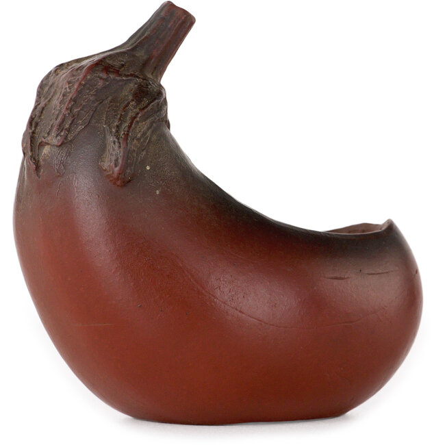 Oval unglazed bonsai pot by Bigei - 75 x 50 x 77 mm