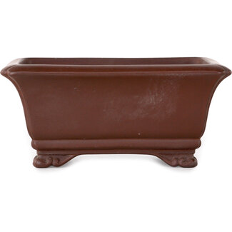  Yamaaki 120 mm rectangular unglazed bonsai pot by Yamaaki, Tokoname, Japan