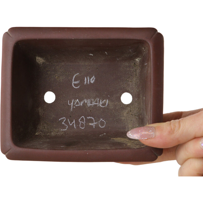 Pot à bonsaï rectangulaire non émaillé de Yamaaki - 120 x 100 x 55 mm