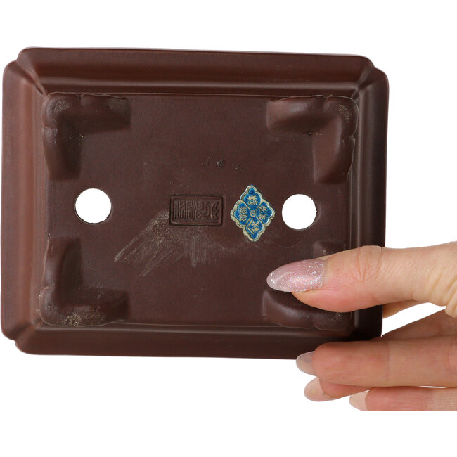 Pot à bonsaï rectangulaire non émaillé de Yamaaki - 132 x 105 x 45 mm