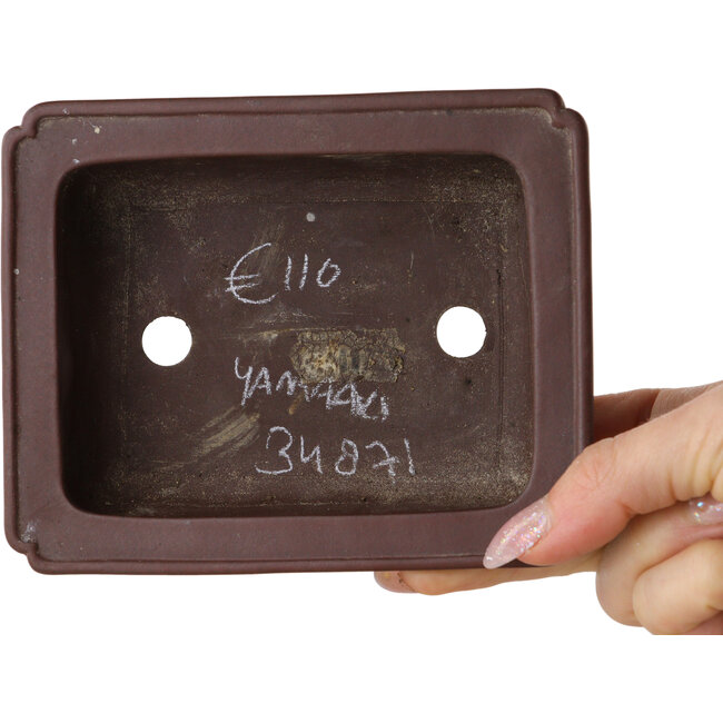 Maceta rectangular sin esmaltar para bonsái de Yamaaki - 132 x 105 x 45 mm