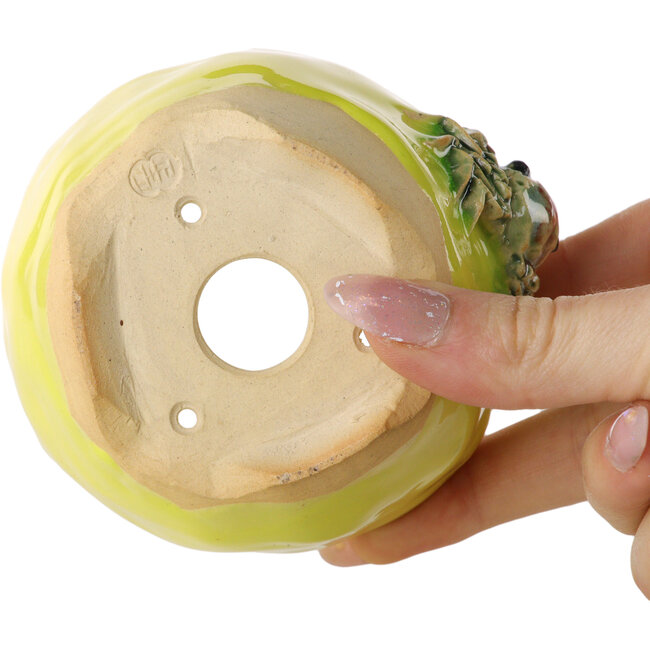 Ronde gele bonsaipot van Masashi Furumoto - 85 x 85 x 60 mm