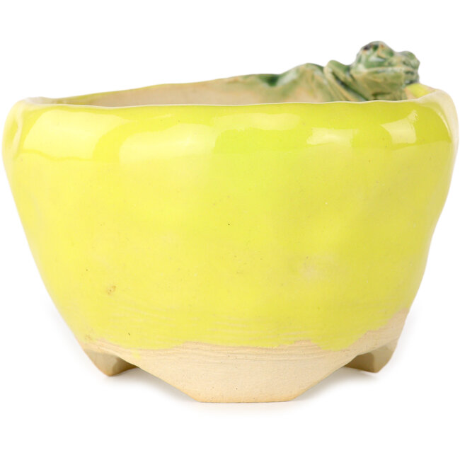 Ronde gele bonsaipot van Masashi Furumoto - 100 x 100 x 62 mm