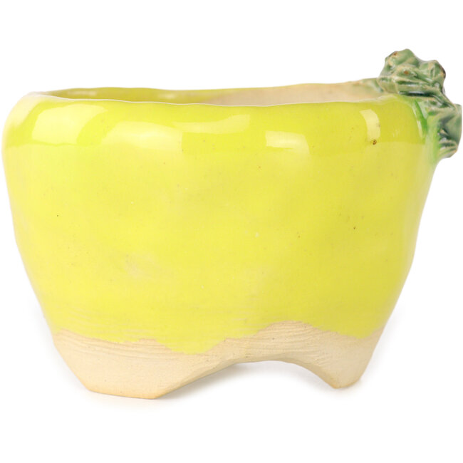 Pot à bonsaï rond jaune de Masashi Furumoto - 100 x 100 x 62 mm